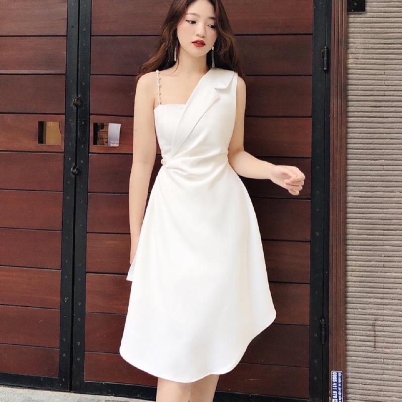 Linda dress - Đầm dự tiệc lệch vai đính hạt xếp tầng nữ tính - cece house