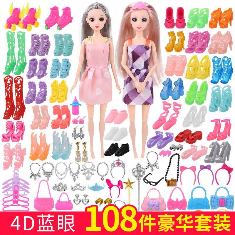 Bộ Búp Bê Barbie Kèm Quần Áo Và Giày Cao Cấp Cho Bé Gái