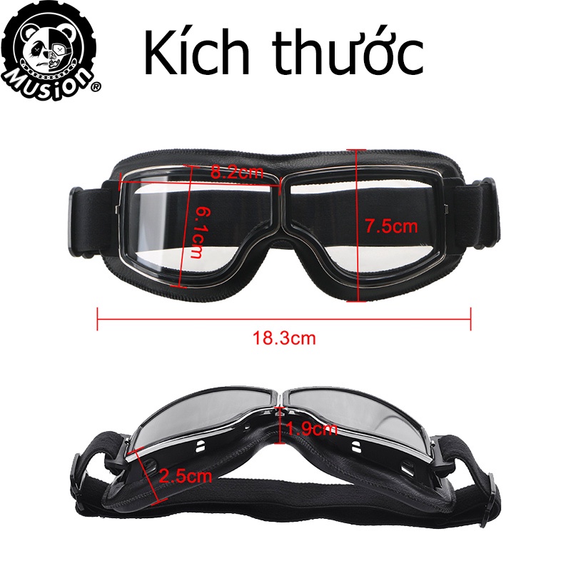 Kính bảo hộ goggle MUSION da giả chống bụi bẩn chống trầy xước phong cách cổ điển thời trang dành cho cả nam và nữ