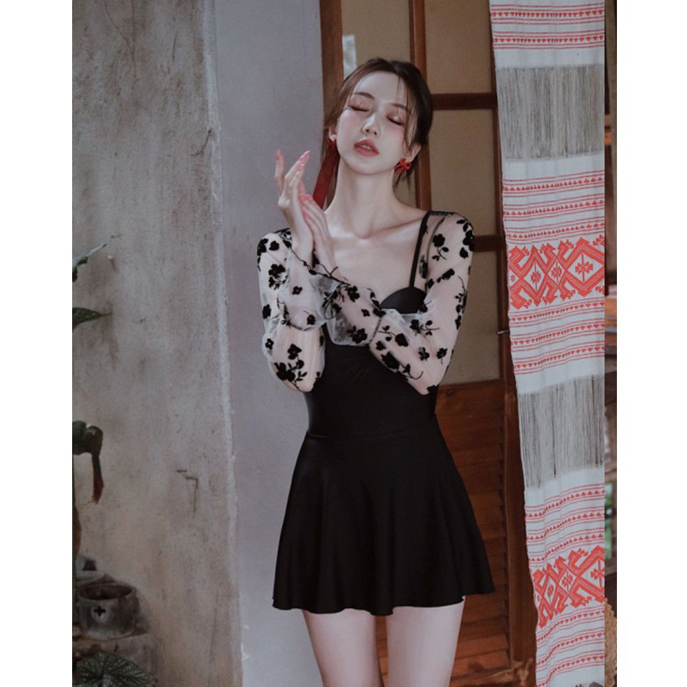 Đồ Bơi Một Mảnh Tay Dài Che Bụng Mỏng Nhẹ Thời Trang Mùa Xuân Mới