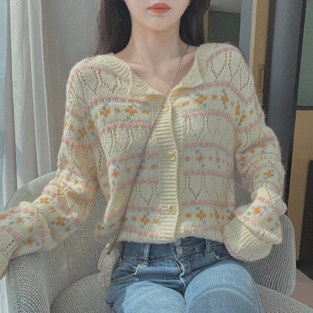 Beautiful Plaid Knitted Cardigan Coat For Women