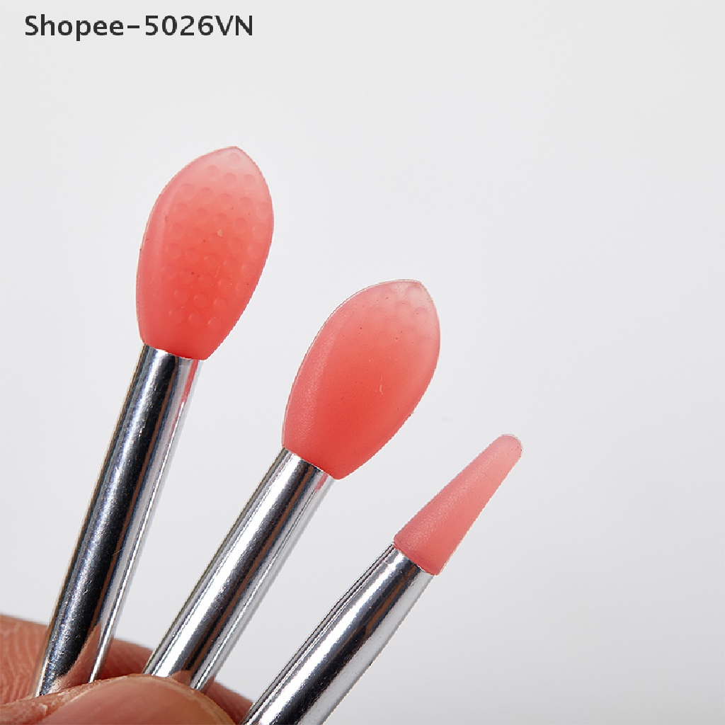 [Hàng mới về] Bộ 3 cọ dưỡng môi trang điểm bằng silicon kèm nắp che bụi
