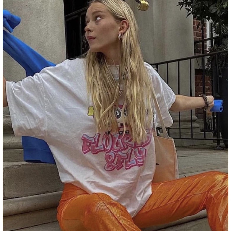 Áo phông in hình Powerpuff Girl form dáng oversized