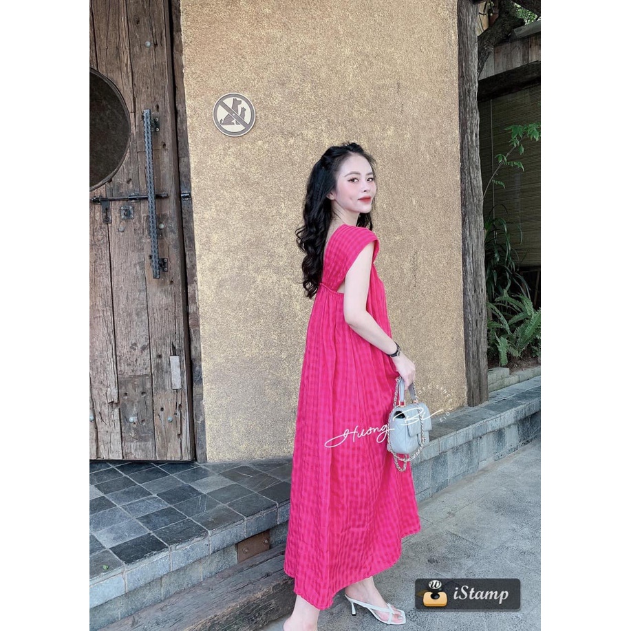 VÁY kẻ suông 3 dây to kèm tag