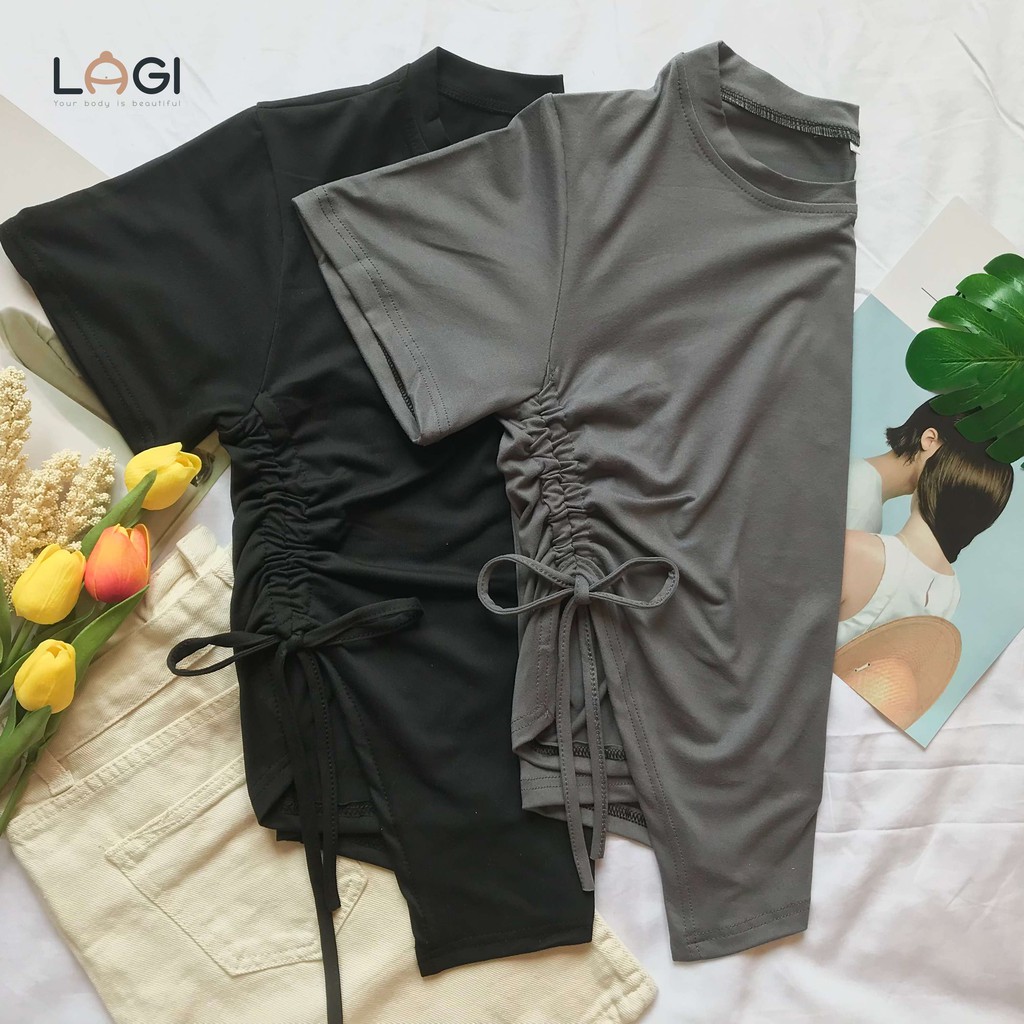 Áo thun xẻ tà nữ thắt dây - BIGSIZE từ 50KG đến 90KG - LAGI BIGSIZE