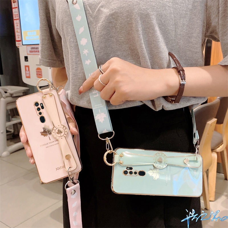 Ốp Điện Thoại Họa Tiết Lá Phong Có Dây Đeo Cổ Tay Cho Redmi Note 11 11S 10 Pro 9 Pro 9S 8 Pro 7 Pro