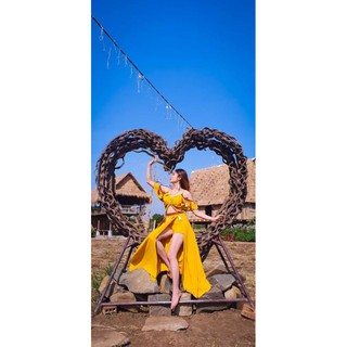 Đầm maxi thổ cẩm boho cao cấp vải đẹp [Hoàn Xu]