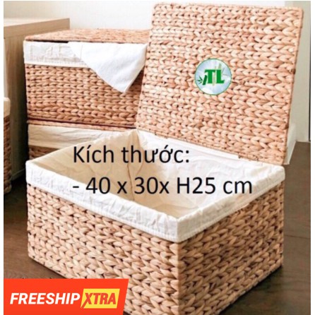 Sọt lục bình có nắp 40x30x25 cm (Free Ship xtra)