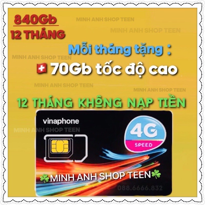 SIM VINA VÀO MẠNG 12 THÁNG KHÔNG NẠP TIỀN ( 60gb-180Gb-360gb- 840Gb)