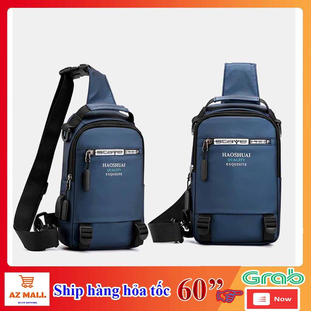 Túi Chéo Nam Vải Polyester Cao Cấp Trống Nước Trống Bụi Trẻ Trung Gọn Gàng Tích Hợp Cổng USB Tiện Dụng | BigBuy360 - bigbuy360.vn