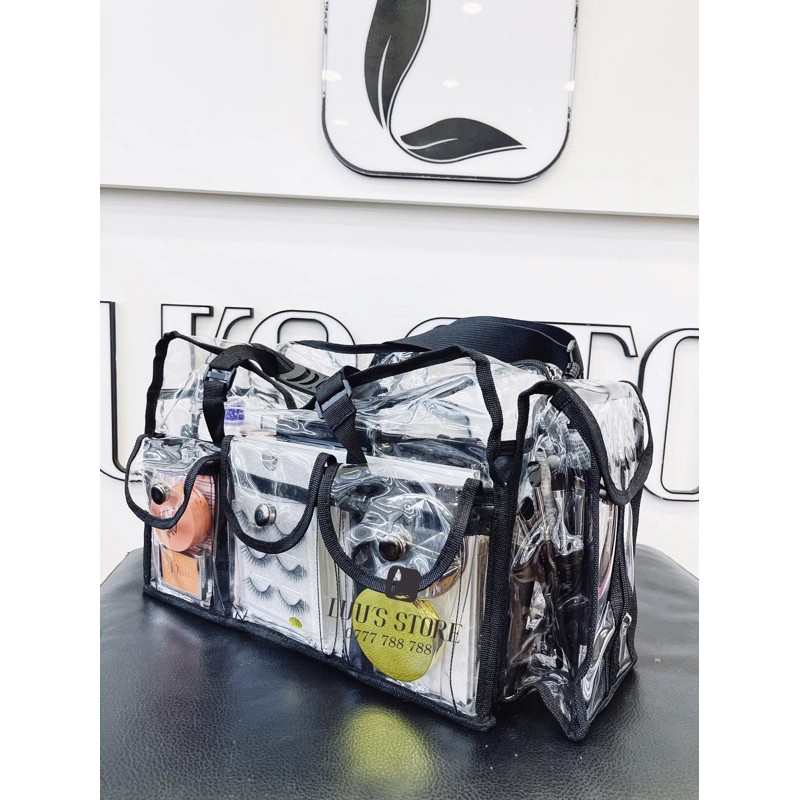 Túi Trong Lớn Đựng Mỹ Phẩm Và Máy Làm Tóc Nhiều Ngăn Màu Trắng [KT 39x15,5x18cm]