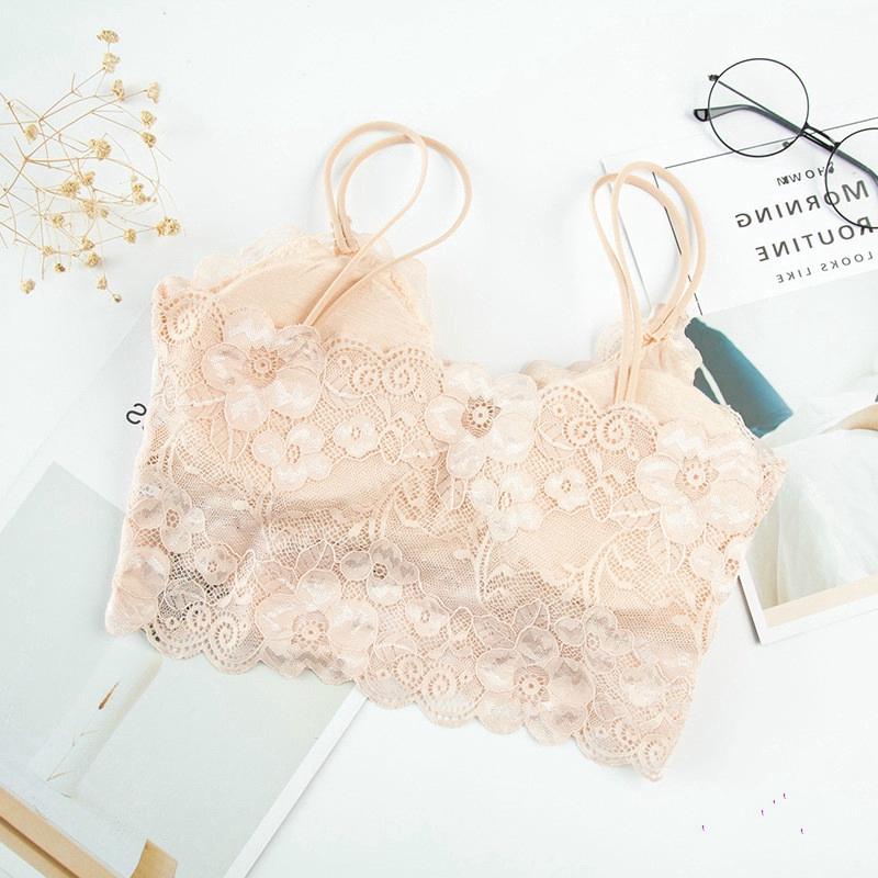 IELGY    Áo Lót Ống Ren Hoa Hướng Dương Lưng Đẹp