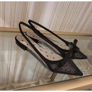 Giày Sandal Bệt Lưới Chấm Bi Mũi Nhọn