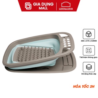 Kệ chén đĩa gấp gọn kèm khay hứng nước lock&lock ldr140gry - giadungmall