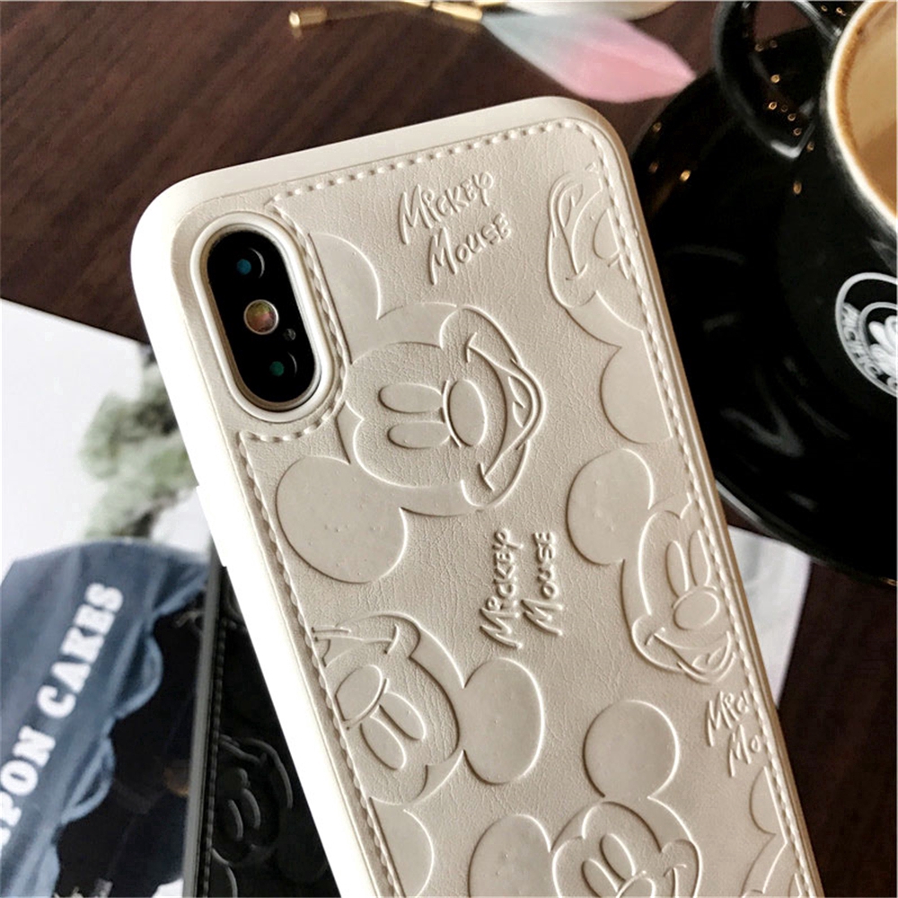 Vỏ PU bằng da mềm Cartoon Brand Disney Mickey Minnie  3D PU Leather +TPU Shockproof phone case iPhone 11 Pro Max 7 8 6 6S Plus XS Max X XR Cover Casing