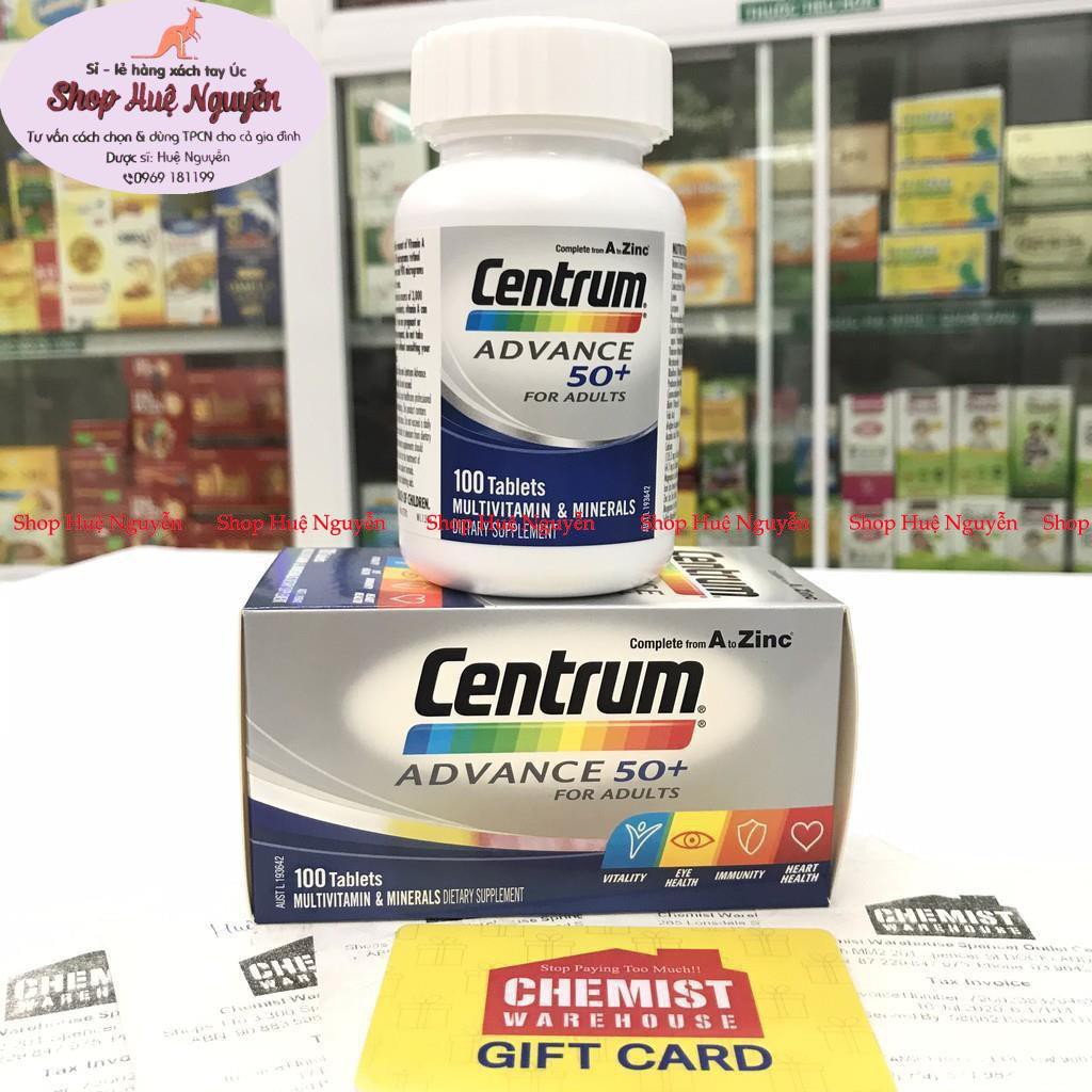 Vitamin tổng hợp cho người trên 50 tuổi Centrum Advance 50+ Úc | Thế Giới Skin Care