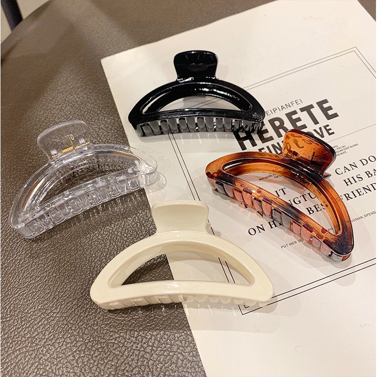 Kẹp tóc bản to trong suốt phong cách Hàn Quốc