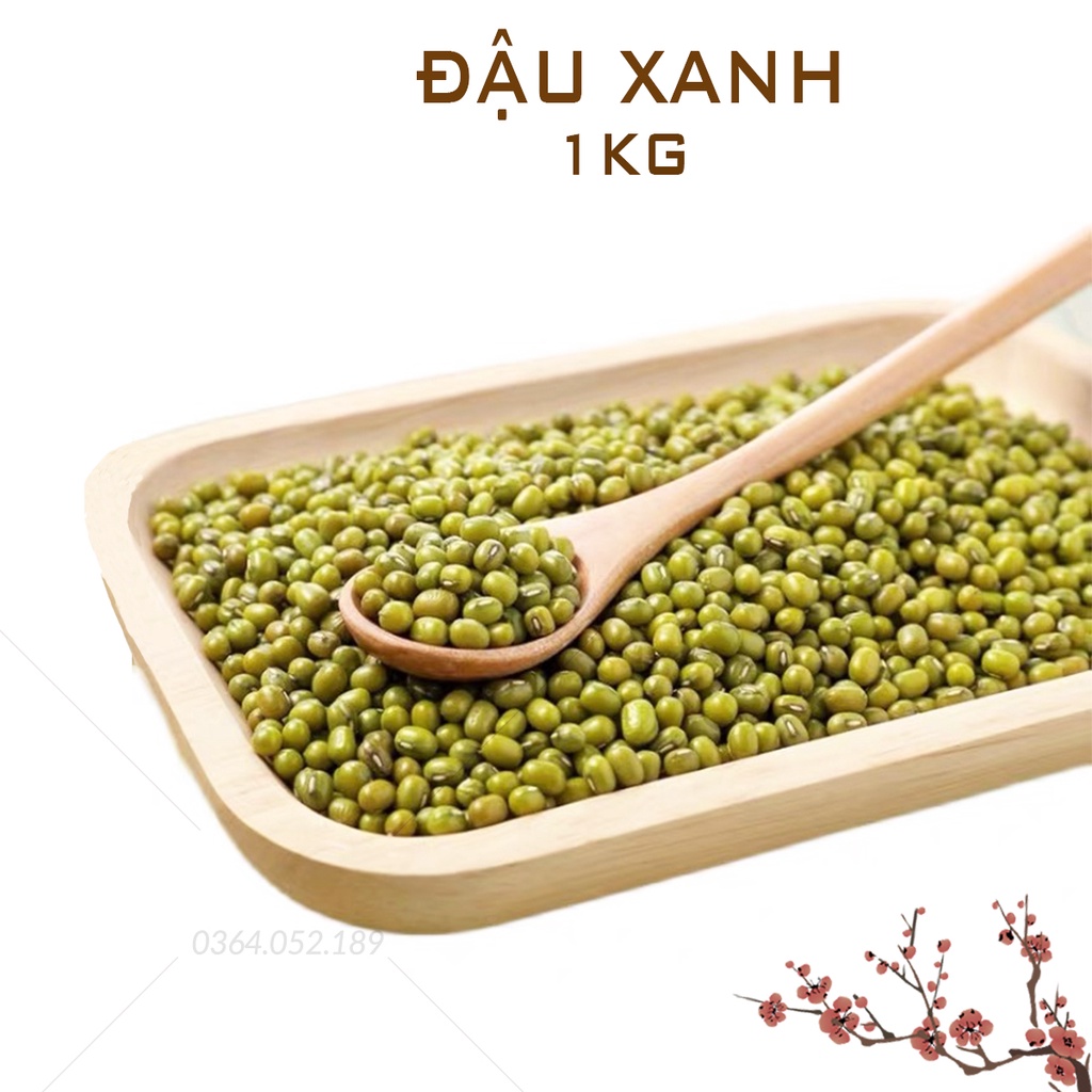 Đậu xanh nguyên vỏ 1kg (Đỗ xanh loại 1, hạt đều, bở, thơm ngon)