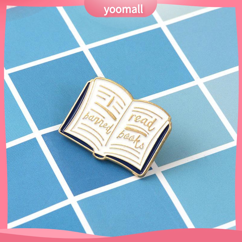Ghim Cài Áo Hình Cuốn Sách Đọc Sách Tráng Men In Chữ Tiếng Anh Độc Đáo Cho Nữ