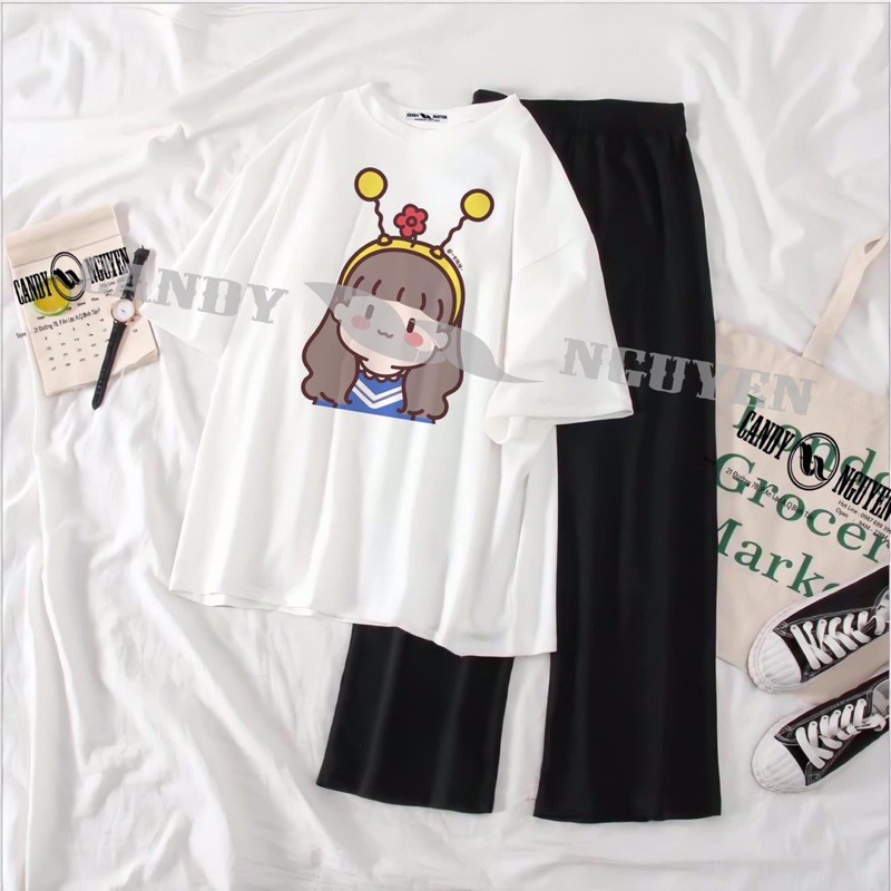 Sét áo hình em bé và quần rộng xuông