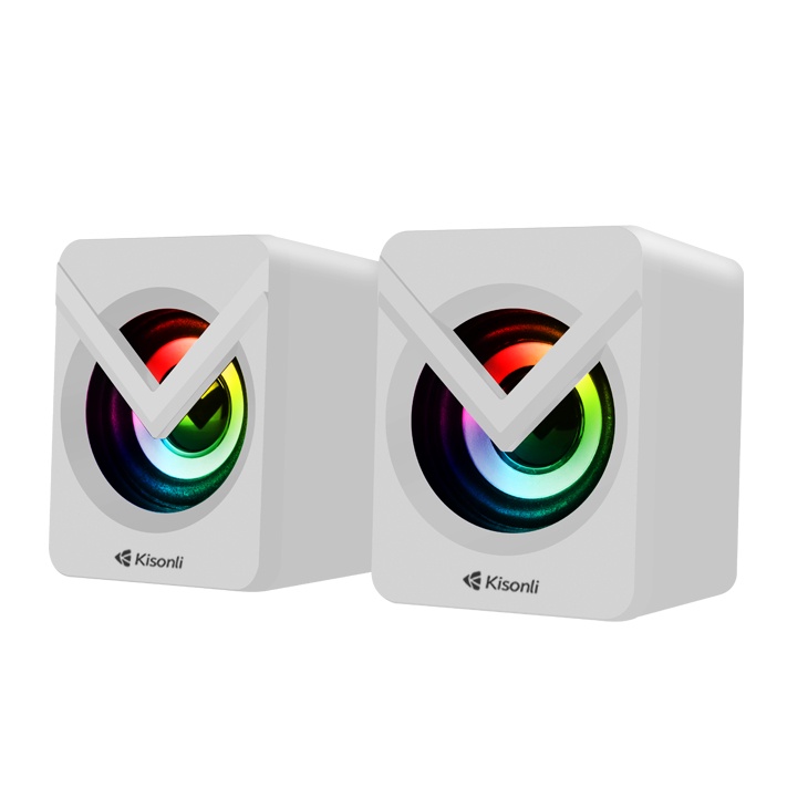 Loa vi tính 2.0 mini Kisonli L-1040 led RGB - hồng siêu kute (hồng) Nhất Tín Computer