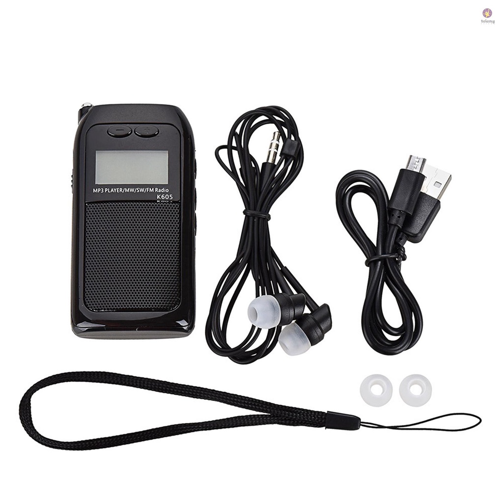 Máy Nghe Nhạc MP3 Mini SW FM MW Kỹ Thuật Số Kèm Tai Nghe Và Tai Nghe Hỗ Trợ Thẻ Nhớ TF
