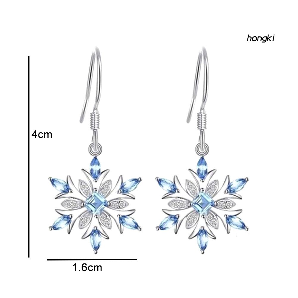 Đôi Bông Tai Hình Hoa Tuyết Đính Kim Cương Giả Thời Trang Cho Nữ