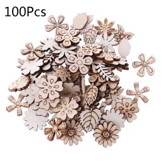 Set 100 mô hình gỗ khắc laser họa tiết hoa và lá dùng trang trí tiệc