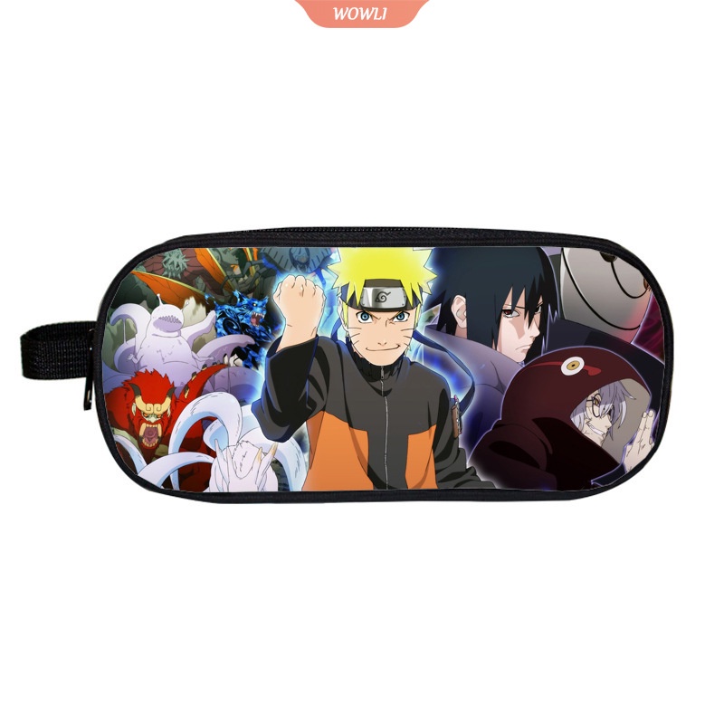 Túi Đựng Bút Bằng Polyester Hai Lớp Sức Chứa Lớn Hình Anime Naruto Sáng Tạo Cho Học Sinh