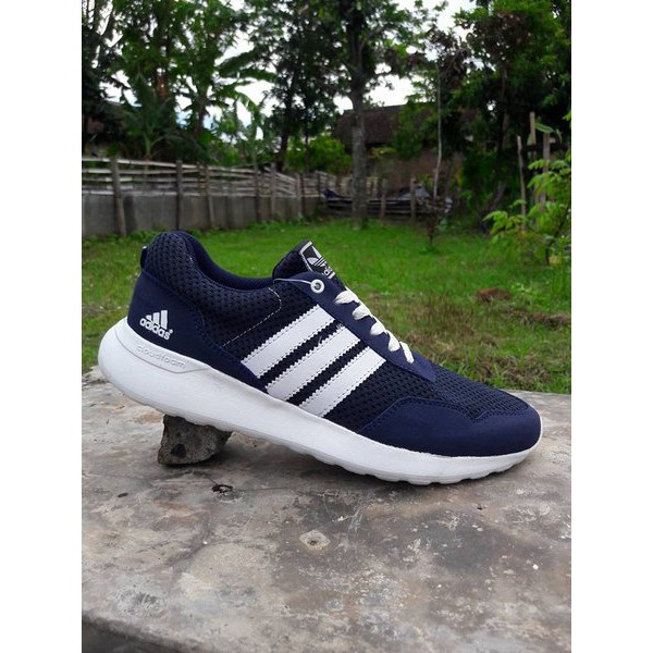 Giày Chạy Bộ Thể Thao Adidas Neo V Racer Cloudfoam Màu Xanh Navy Size Lớn Cho Nam