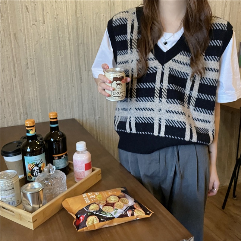 Áo khoác len cổ chữ V dáng rộng phong cách Hàn Quốc