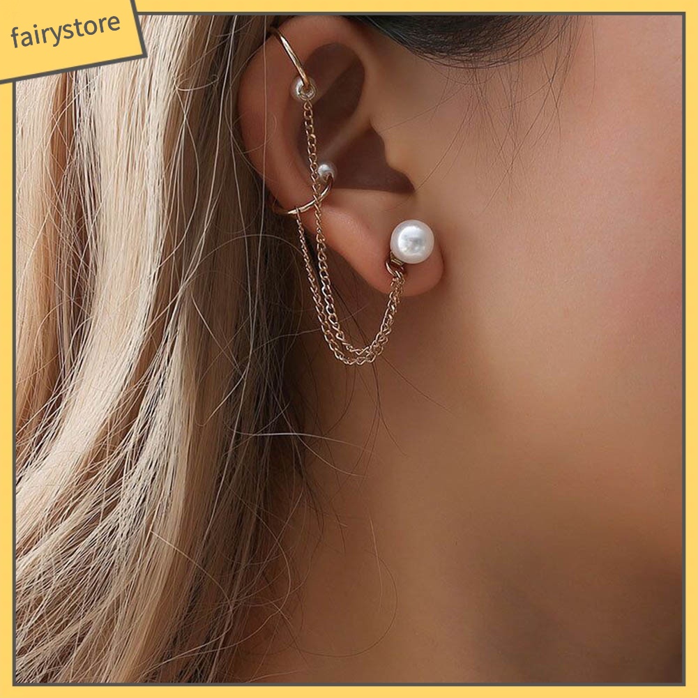 Set 1 / 4 Khuyên Vành Tai Đính Ngọc Trai Giả Thời Trang Cho Nữ