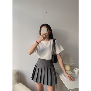 Áo thun nhung gân cộc tay A-8093-1, áo phông trơn chất liệu thun gân gấp tay