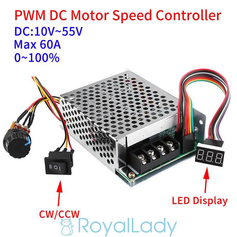 Hot DC10-55V 12V 24V 36V PWM Reversible Switch 60A 15KHz Motor Speed Controller