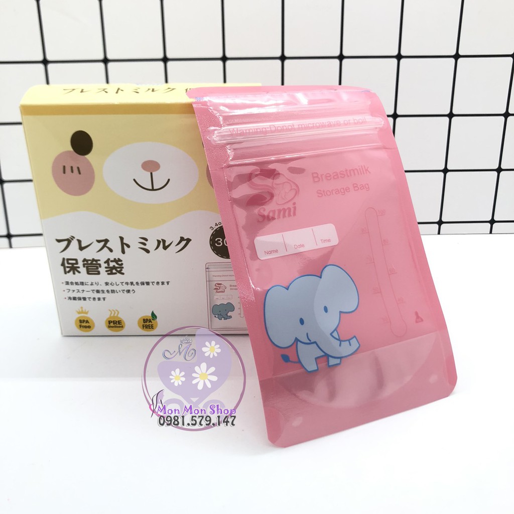 Trữ sữa mẹ Sami công nghệ Nhật bản 100ml 2 zip khóa an toàn ( 30 túi/ hộp )