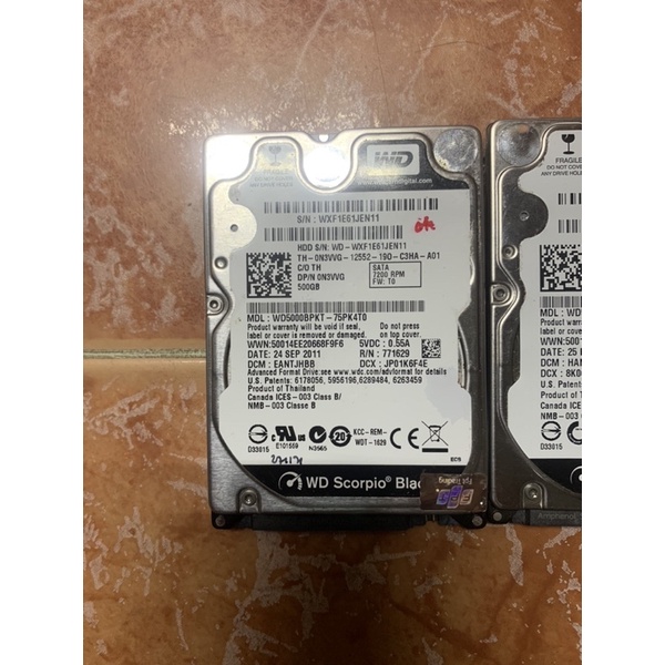 hdd laptop 500gb wd black 7200rpm bóc máy sk 100%