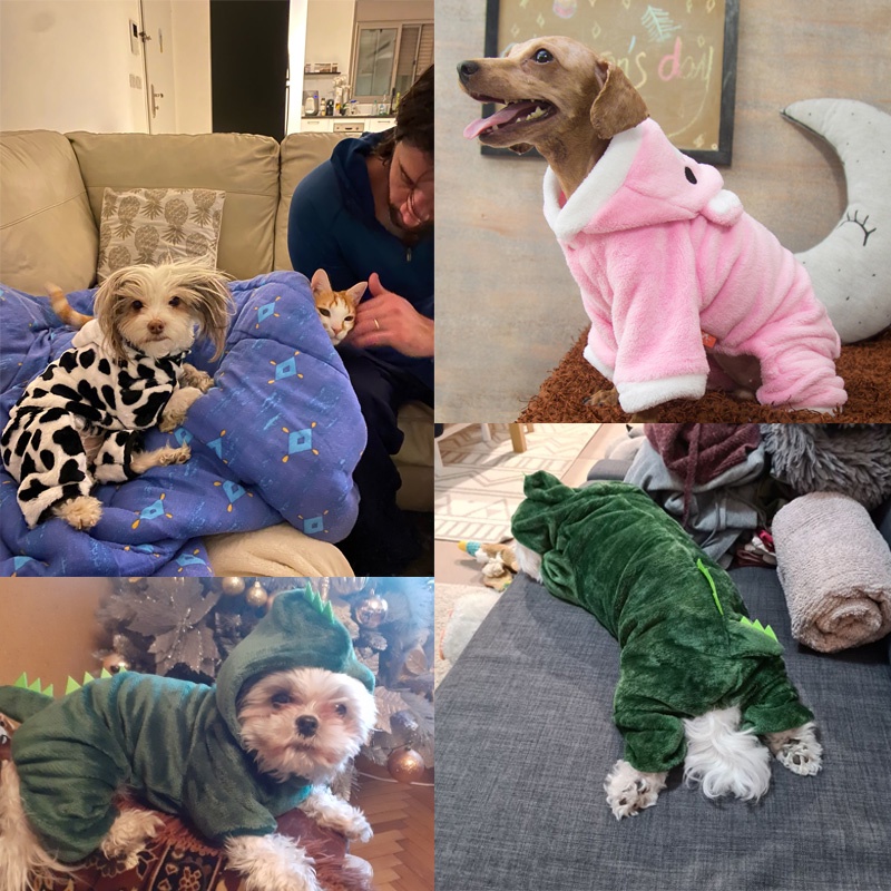 Bộ Áo Liền Quần Giữ Ấm Vải Lông Cừu Mềm Mại Dành Cho Cún Cưng Cỡ Nhỏ