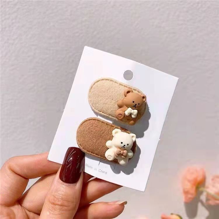 Kẹp Tóc Mini Màu Cà Phê Sữa Gấu Dễ Thương Cho Bé Gái