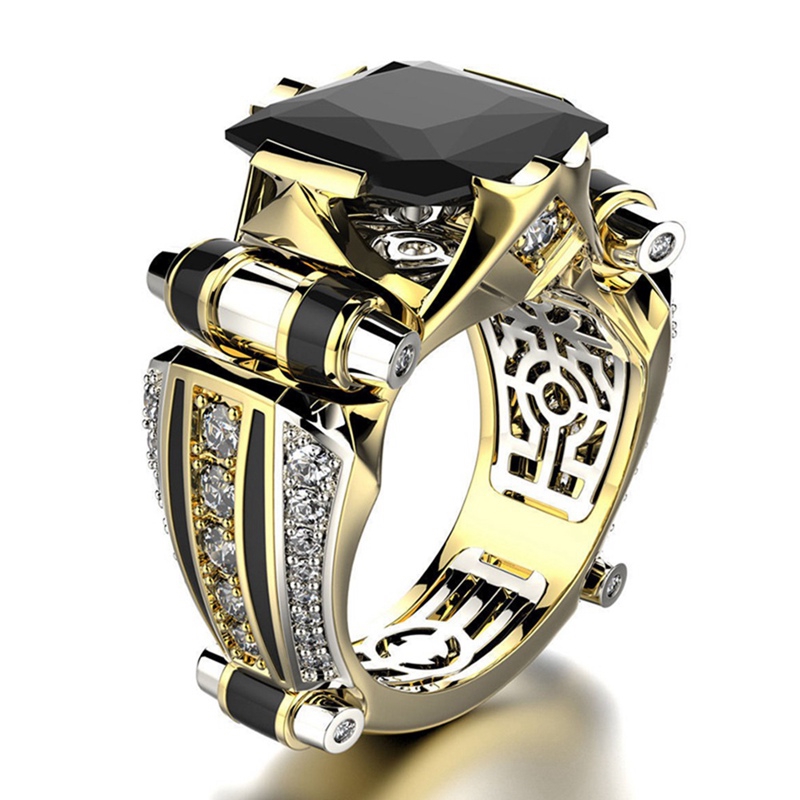 Nhẫn mạ vàng 14K khảm đá lấp lánh nhiều màu sắc trang sức nam