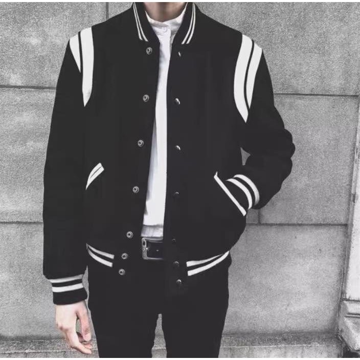 Áo bomber nỉ đen trắng - Gin store Gin Store V