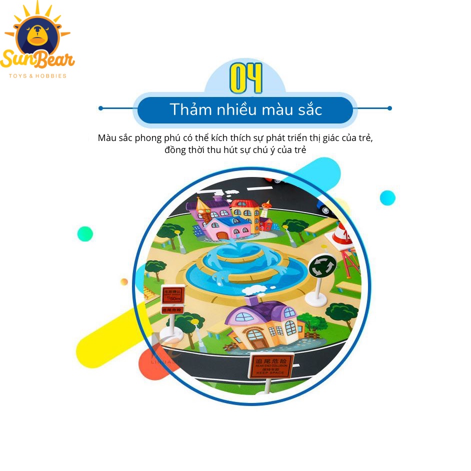 Thảm đồ chơi mô hình bản đồ giao thông cho bé 130x100 - Sun Bear