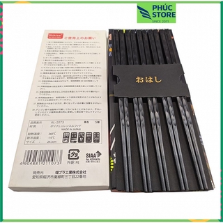 Hộp 5 đôi đũa Shikisai Nhật Bản, Chứng chỉ tiêu chuẩn SIAA for KOHKIN Nhật Bản - Kháng khuẩn, Chống mốc, chống trơn
