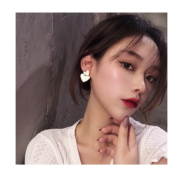 Khuyên tai nữ hình trái tim thời trang Hàn Quốc xinh xắn