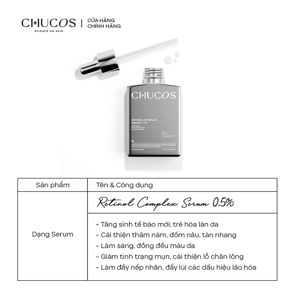 [Mã BMLTA35 giảm đến 35K đơn 99K] Tinh Chất Chống Lão Hoá Chucos Retinol Complex Serum 0.5% 30ml