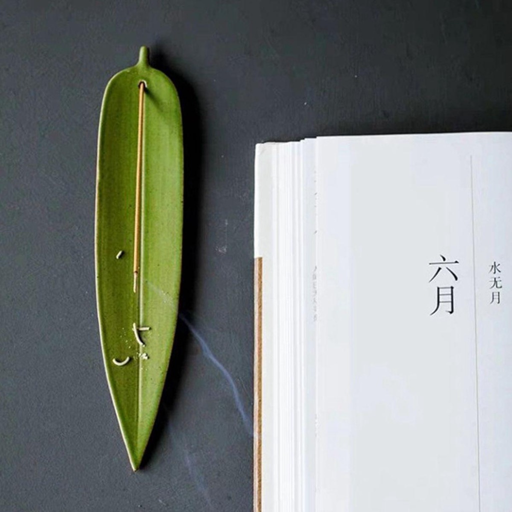 YIYU Giá Đỡ Nhang Trầm Hương Hình Chiếc Lá Bằng Gốm Sứ