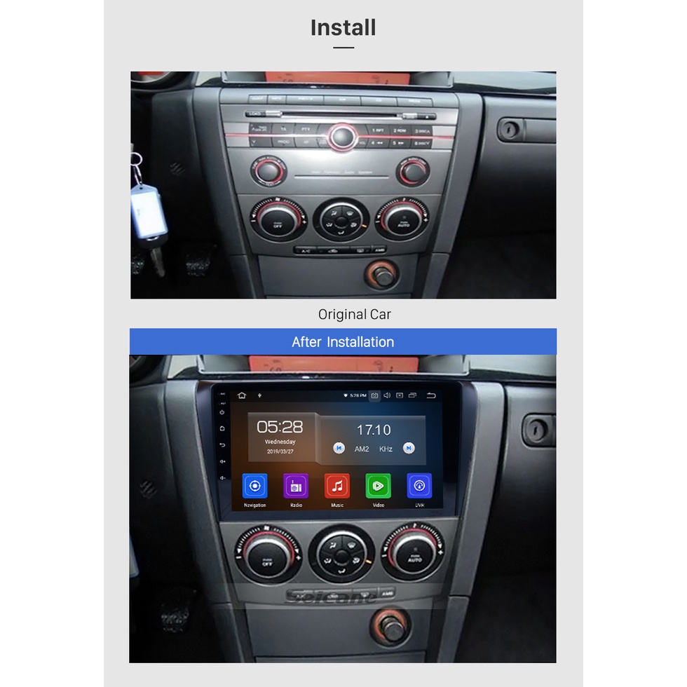 Mặt dưỡng màn hình DVD android 9” 10” MAZDA 3  2004 2005 2006 2007 2008 2009 2010 2011 2012 2013 2014 2015