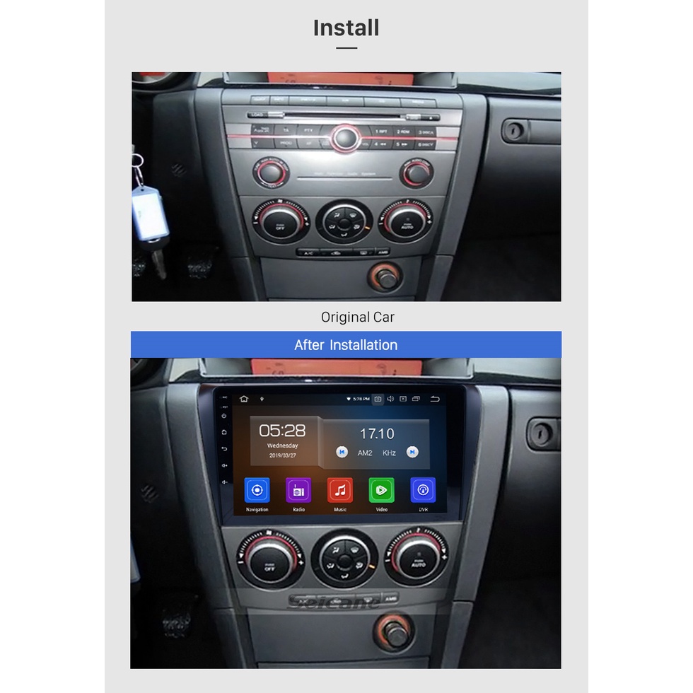 Mặt dưỡng màn hình DVD android 9” 10” MAZDA 3 (MAZDA3) 2004 2005 2006 2007 2008 2009 2010 2011 2012 2013 2014 2015