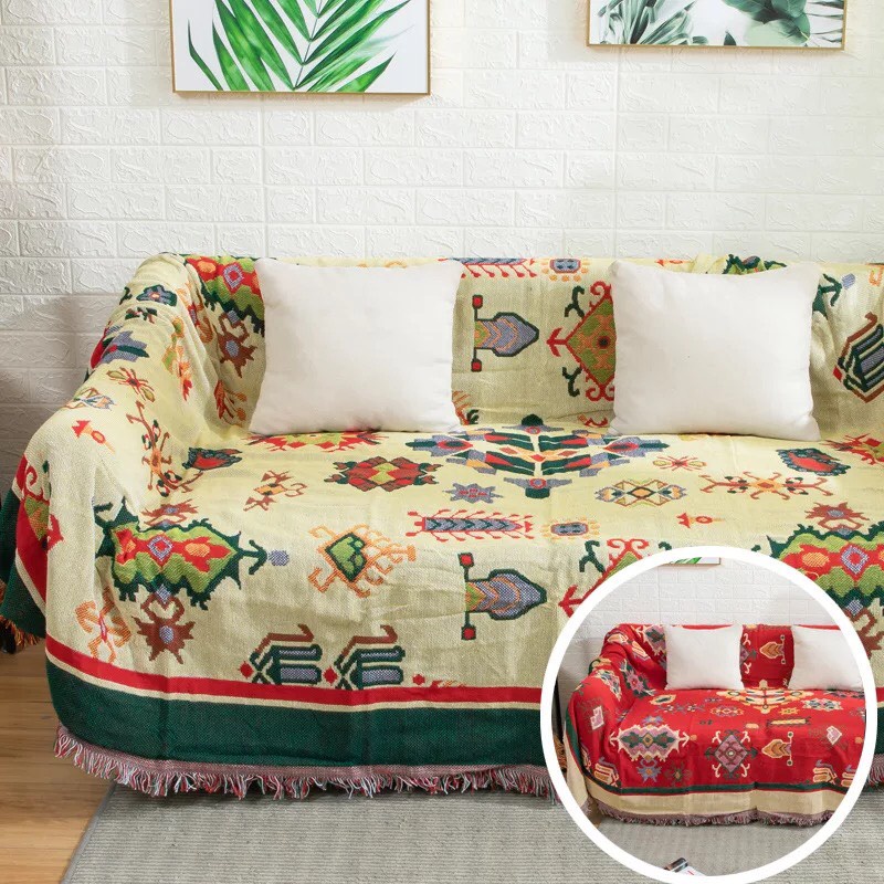 Thảm vintage thổ cẩm phủ sofa đa năng