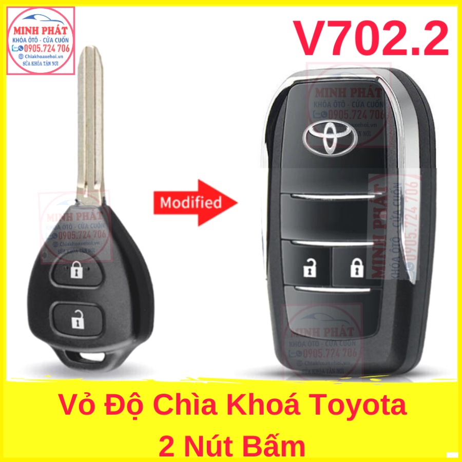 Vỏ Chìa khoá Độ gập xe Toyota Fortuner, Innova, Yaris, Corolla Altis, Camry, Vios V702