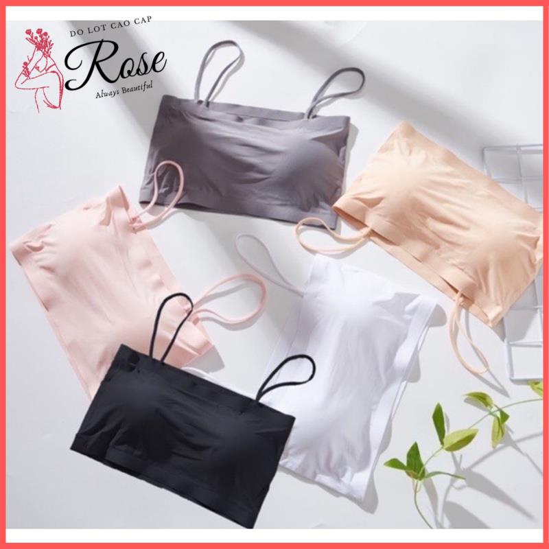 Áo Bra Áo Lót Nữ Quây Hai Dây Su Trơn KHÔNG GỌNG Đệm Mỏng Rose 8881